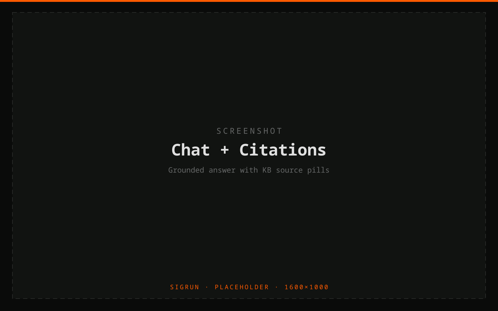 Sigrun chat interface returning a grounded answer with knowledge-base source citations.